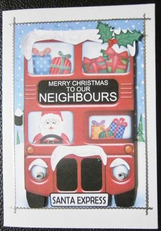 Xmas Santa Express Neighbours A5 Quick Card N 3D Decoupage by Davina Rundle