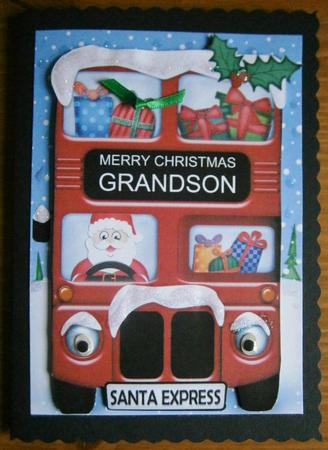 Xmas Santa Express Grandson A5 Quick Card N 3D Decoupage by Davina Rundle