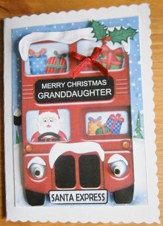 Xmas Santa Express Granddaughter A5 Quick Card 3D Decoupage by Davina Rundle