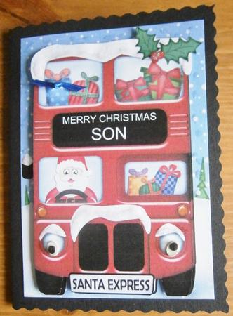 Xmas Santa Express Son A5 Quick Card N 3D Decoupage by Davina Rundle