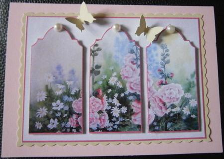 Hollyhocks & Daisies Triptych by Davina Rundle