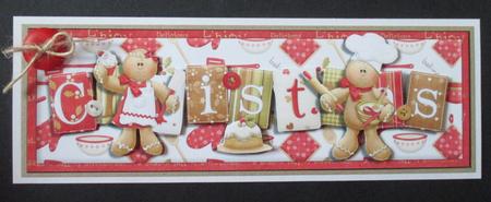 Christmas Gingerbread Bakers Large Dl Card with Decoupage by Davina Rundle