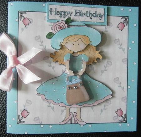 Fashion Girl 5" Square Folded Card and Decoupage by Davina Rundle