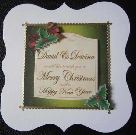 Xmas Champers Label David & Davina with 3D Decoupage by Davina Rundle