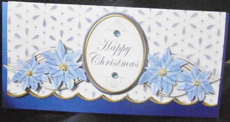Blue Poinsettia Happy Christmas Lace Wrap Decoupage Mini Kit by Davina Rundle