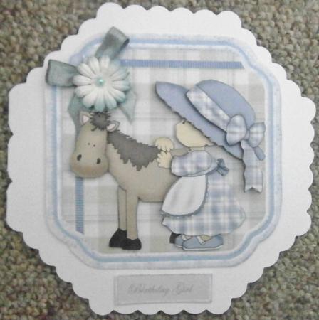 Daisy with Her Pony Card Front by Davina Rundle