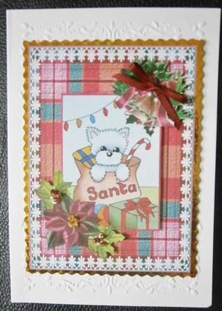 Westie in Santa's Sack Decoupage Topper by Davina Rundle