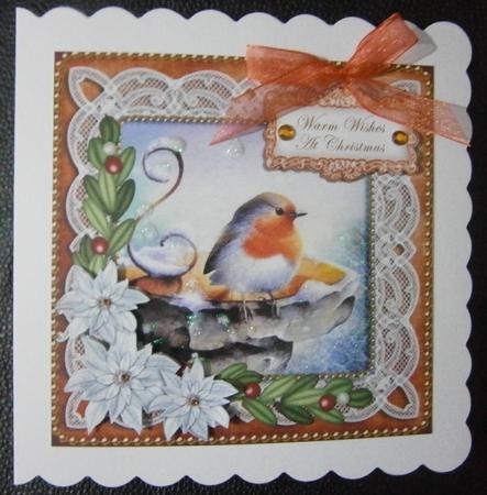 Borange Robin Warm Wishes at Christmas 8in Sentiment Topper by Davina Rundle