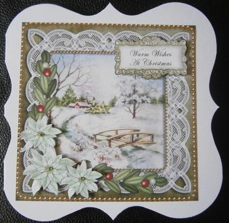 Olive Snowscen Warm Wishes at Christmas 8in Sentiment Topper by Davina Rundle