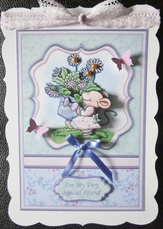 Mouse & Plant Pot Topper & Decoupage by Davina Rundle