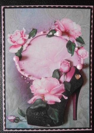 Black Shoe & Beautiful Pink Roses by Davina Rundle