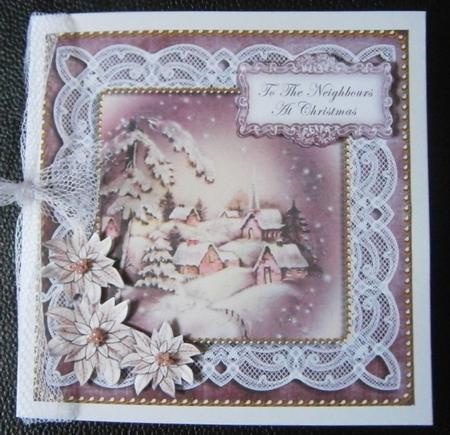 Snowy Village Neighbours at Christmas 8in Sentiment Topper by Davina Rundle