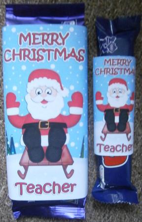 Christmas Sledging Santa Teacher Chocolate Wrapper by Davina Rundle