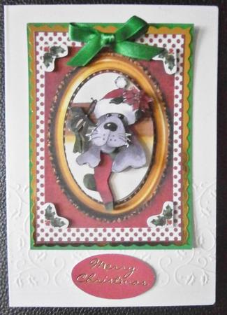 Christmas Dog in Santa Sock by Davina Rundle