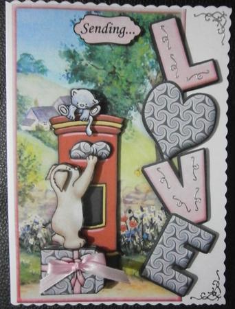 Sending Love Over the Side Card & Decoupage by Davina Rundle