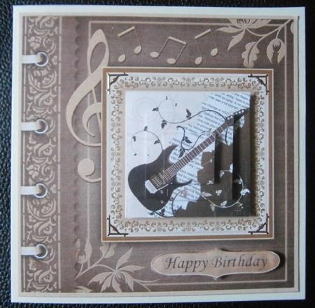 Brown Guitar Card Front and Pyramage by Davina Rundle