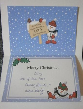 Xmas Snowman Lucy's Been Good Matching A5 Insert by Davina Rundle