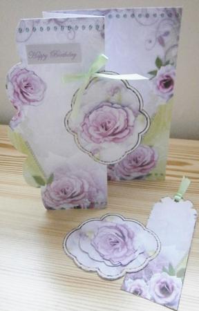 Pink Rose No Hole Fold Back Card Mini Kit by Davina Rundle