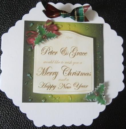 Xmas Champers Label Peter & Grace with 3D Decoupage by Davina Rundle