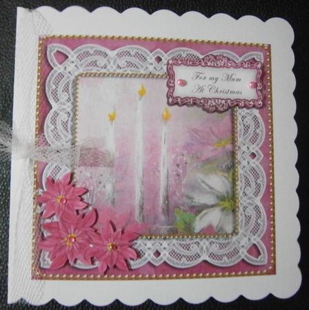 Pink Poinsettia for My Mum 8in Sentiment Topper by Davina Rundle