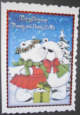 Mummy and Daddy to Be at Christmas Card Front Decoupage by Davina Rundle