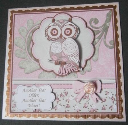 Another Year Older  -  Pink Owl Topper & Decoupage by Davina Rundle