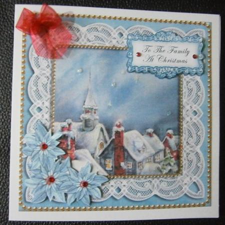 Blue Rooftops Family at Christmas 8in Sentiment Topper by Davina Rundle