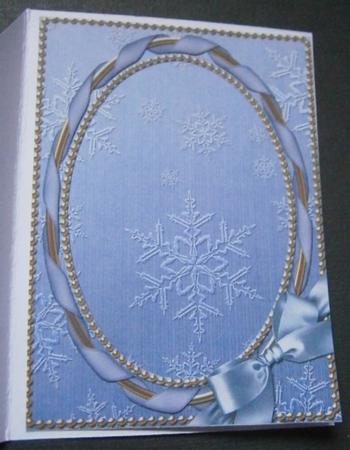 Blue Snowflake Ornate 7x5inch Plain Card Front and Frame by Davina Rundle
