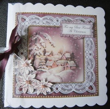 Snowy Village Best Friend 8in Sentiment Topper by Davina Rundle