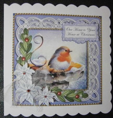 Blue Robin Our House to Your House 8in Sentiment Topper by Davina Rundle