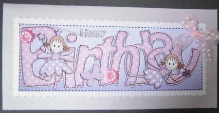 Large Dl Birthday Fairies Quick Card N 3D Decoupage by Davina Rundle