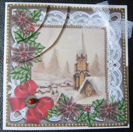 Snow Steeple Poinsettia 6in Duo Corner Stacker by Davina Rundle