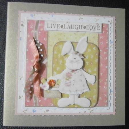 Spring Flower Rabbit Card Front with Topper by Davina Rundle
