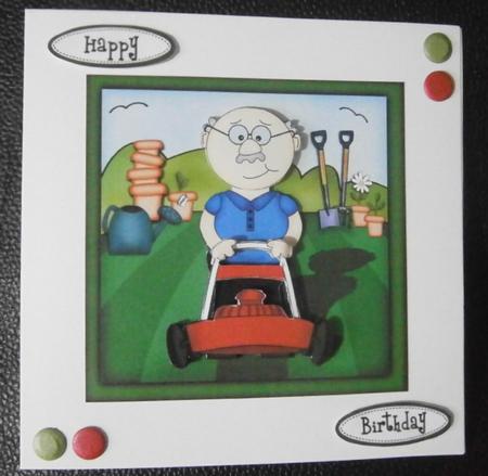 Bert Loves Gardening Quick Card N 3D Decoupage by Davina Rundle