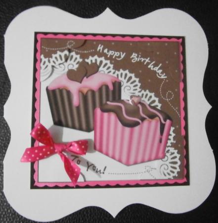 8 x 8 Fondant Fancies Birthday Cakes Scalloped Corner Topper by Davina Rundle