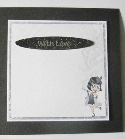 Flapper Girl in Black on Grey 8x8in Insert by Davina Rundle