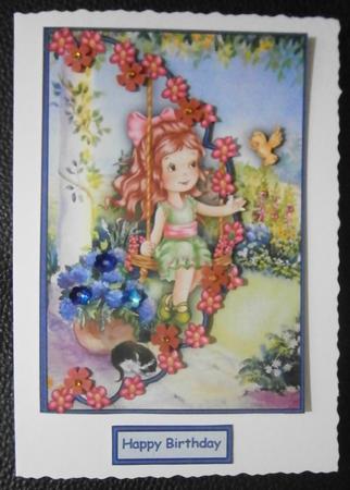 On Her Swing Envelope Card with Decoupage by Davina Rundle