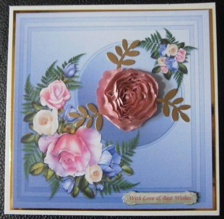 Pink Roses on a Platinum Frame 8in x 8in Insert Plate by Davina Rundle