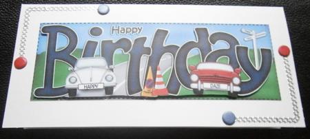 Birthday Cars Large Dl Quick Card N 3D Decoupage by Davina Rundle