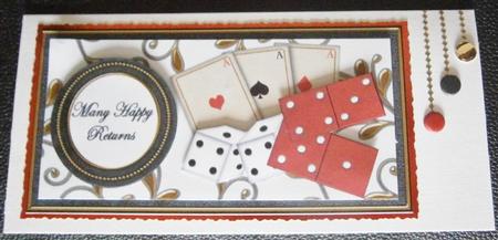 White Games Many Happy Returns Dl Decoupage Topper by Davina Rundle