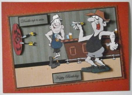 The Dart Match Card Front with Decoupage by Davina Rundle
