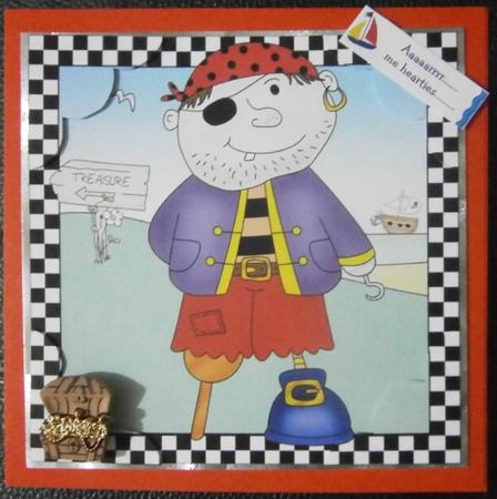 8 x 8 Pirates Ahoy Scalloped Corner Topper by Davina Rundle