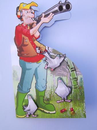 Clay Pigeon Shooting Dude Shaped Card. by Davina Rundle