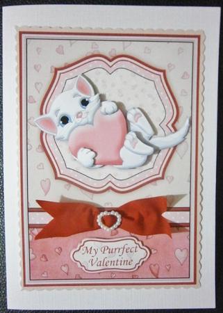 Purrfect Valentine Card Topper & Decoupage by Davina Rundle