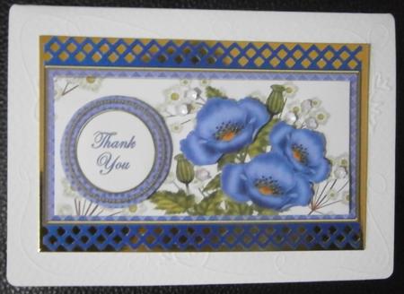 Blue Poppy Thank You Dl Decoupage Topper by Davina Rundle