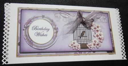 Lilac Birdcage Birthday Wishes Dl Decoupage Topper by Davina Rundle