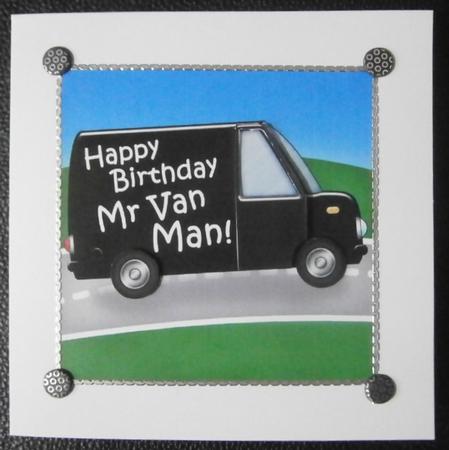 8 x 8 Happy Birthday Mr Van Man with 3D Decoupage by Davina Rundle