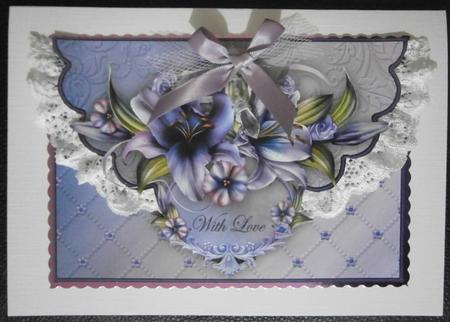 Winter Lilies Envelope Card with Decoupage by Davina Rundle