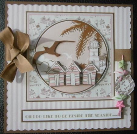 Beach Huts at the Seaside Pink Topper & Decoupage by Davina Rundle