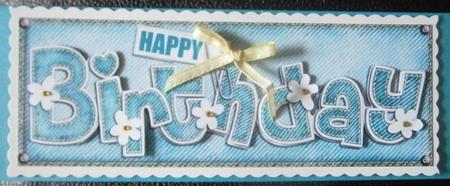Large Dl Happy Birthday Denim N Daisies Quick Card Decoupage by Davina Rundle